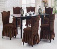 Чехлы на стулья с оборкой (6 шт) коричневые