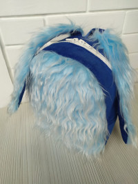 Детский рюкзак меховый с ушками Зайки Rizo синий, текстиль