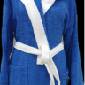 Женский хлопковый короткий халат S/M/L синий с белым