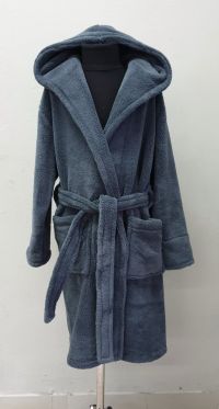 Детский махровый халат с капюшоном Welsoft темно серый