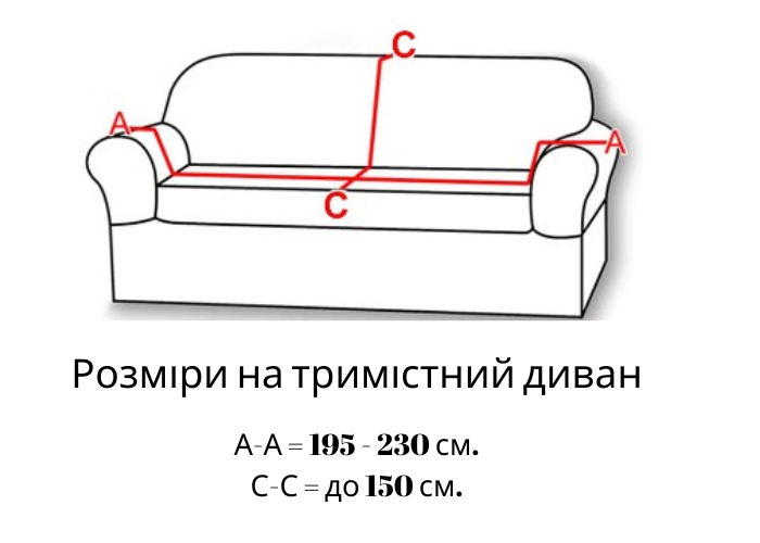 Заміри на трехмістний диван