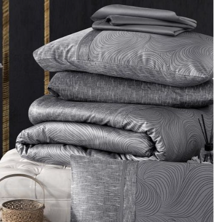 Постельное бельё Premium Сатин Египетский Хлопок 300TC Тёмно-Серый Геометрический Дизайн 2