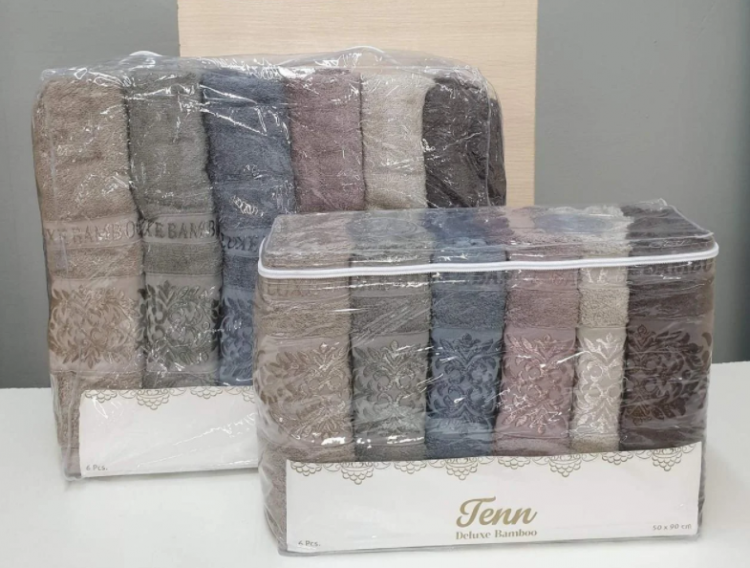 Набор серых бамбуковых полотенец 50х90 (6 шт), Tenn купить