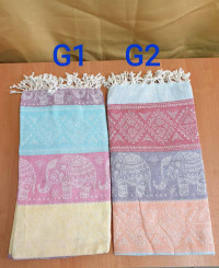 Пляжное полотенце жаккард Peshtemal 200 г/м2 - G2 слоны