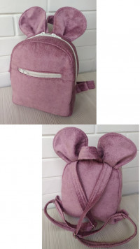Детский рюкзак с ушками Микки Rizo лиловый, текстиль