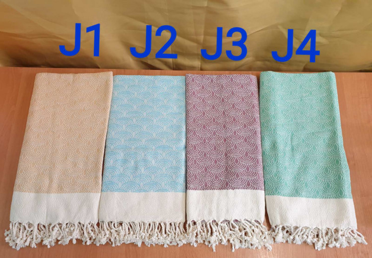 Пляжное полотенце жаккард Peshtemal 200 г/м2 - J1 персик