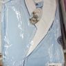 Мужской халат велюр голубой с вышивкой Zeron в упаковке