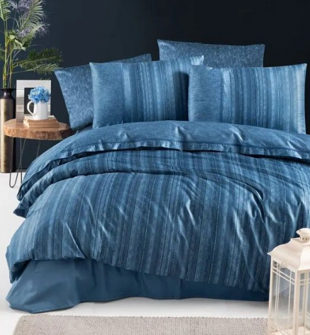 Постельное бельё Premium Сатин Египетский Хлопок 300TC 300TC Синий Полосатый Дизайн Постельное бельё Premium Сатин Египетский Хлопок 300TC 300TC Синий Полосатый Дизайн