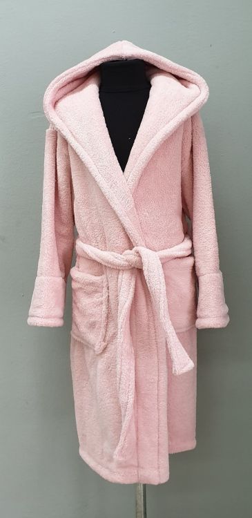 Розовый женский халат с капюшоном Welsoft короткий