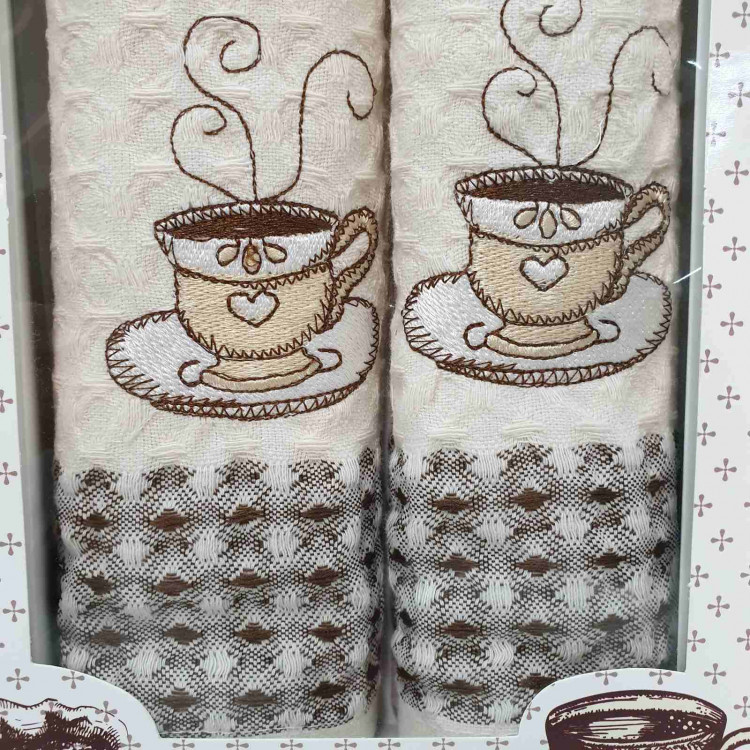 Набор вафельных полотенец для кухни 50х70 (2 шт) кофе
