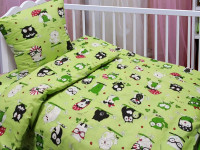 Постельное белье в кроватку Leleka-Textile Ранфорс Совушки зеленое