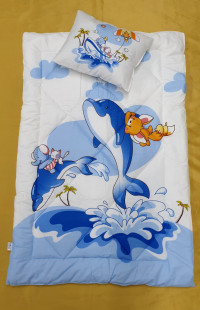 Детский набор одеяло силиконовое с подушкой Delfin голубое Дельфин