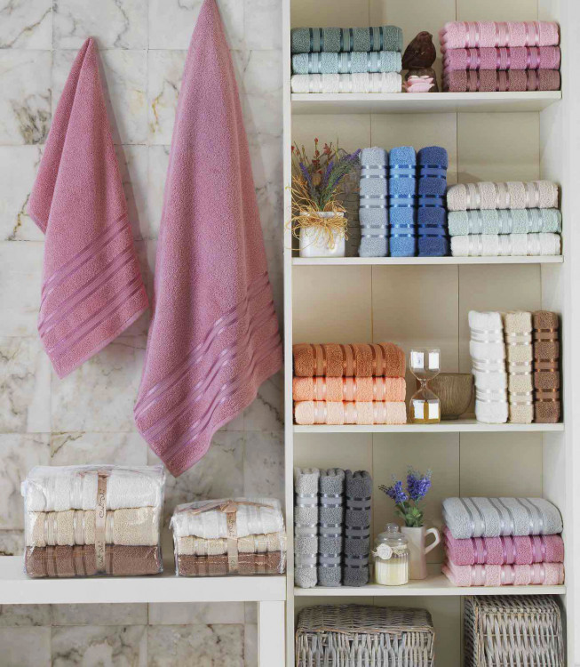 Набор полотенец Cotton Stripe Mikro Delux (3 шт) Brown-grey на подарок