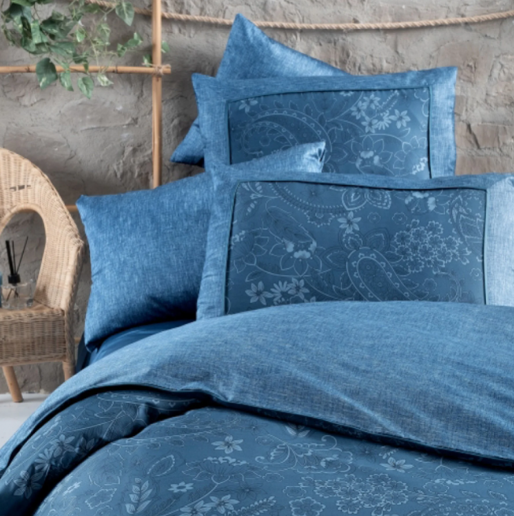 Постельное бельё Premium Сатин Египетский Хлопок 300TC 300TC Синий Флористический Дизайн 2 Постельное бельё Premium Сатин Египетский Хлопок 300TC 300TC Синий Флористический Дизайн 2