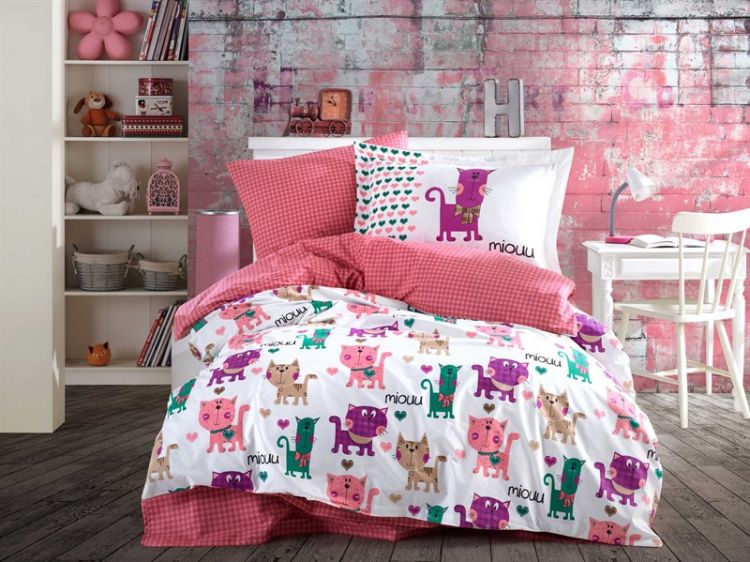 Подростковое постельное белье Hobby Poplin Miouu розовое