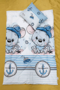 Детский набор одеяло силиконовое с подушкой Micky голубое Микки