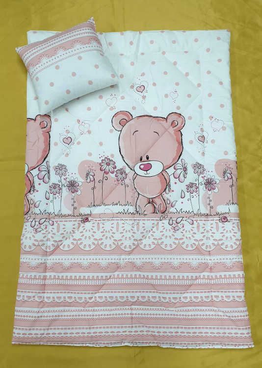 Детский набор одеяло силиконовое с подушкой Pinky розовое 