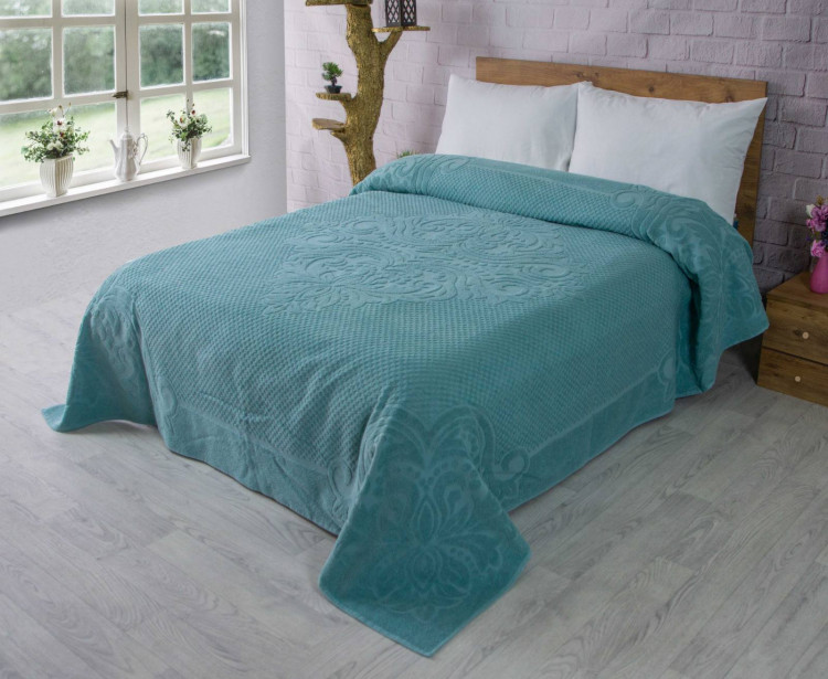 Махровая хлопковая простынь Bawer Yesil 150х220 зеленая купить