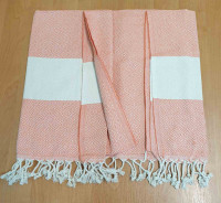 Пляжное полотенце жаккард Peshtemal 250 г/м2 персиковое