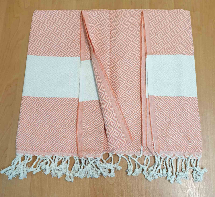 Пляжное полотенце жаккард Peshtemal 250 г/м2 персиковое