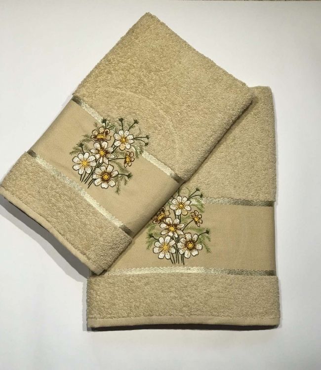 Махровые полотенца в наборе Цветок Vende коричневые