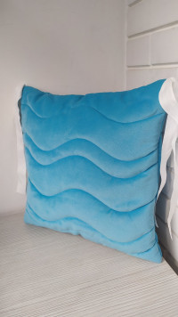 Голубая декоративная подушка для стула, велюр