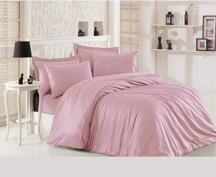 Набор розового однотонного постельного белья сатин