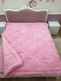 Двустороннее одеяло микрофибра/хлопок розовое, стандарт