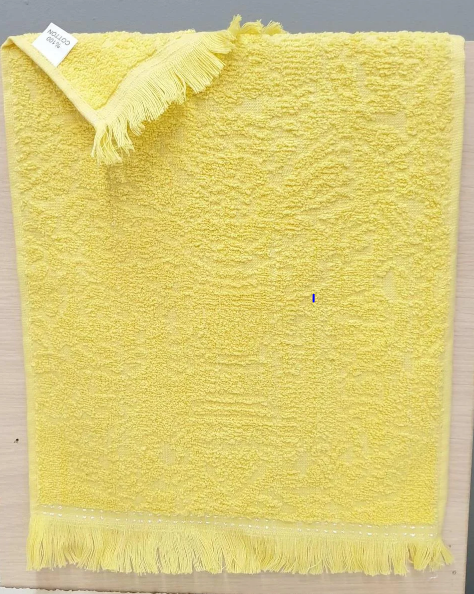 Жаккардовое махровое полотенце для кухни желтое