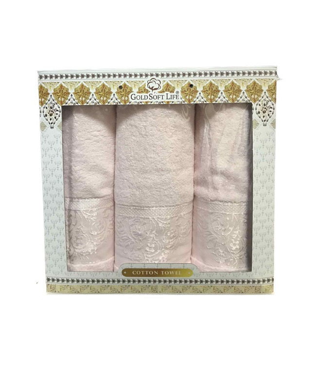 Набор из 3-х розовых полотенец Gold Soft Life Hindistan