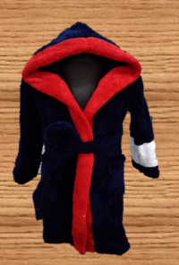 Детский халат микрофибра синий с красным