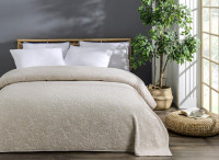 Махровая жаккардовая бежевая простынь-покрывало beige