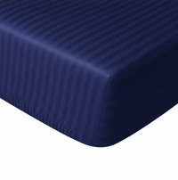 Простынь сатин Sateen Stripe Blue на резинке 