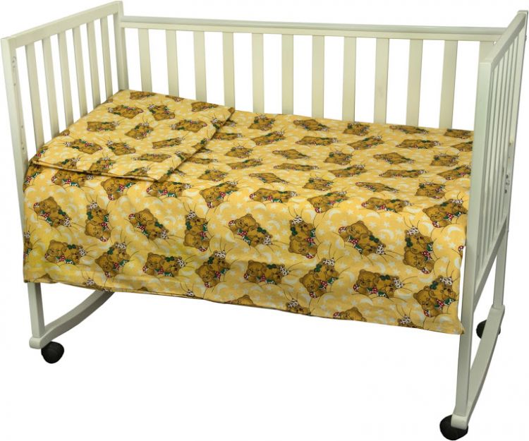 Детское белье в кроватку Мишки спят желтое