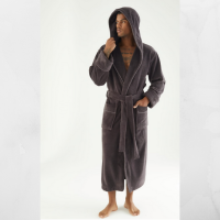 Мужской халат Nusa ns 7230 kaya с капюшоном велюр/махра антарацит