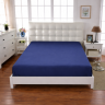 Простынь сатин однотонная Sateen Dark Blue на резинке