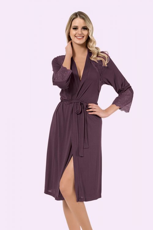 Женский фиолетовый бамбуковый халат Mariposa 8607 plume