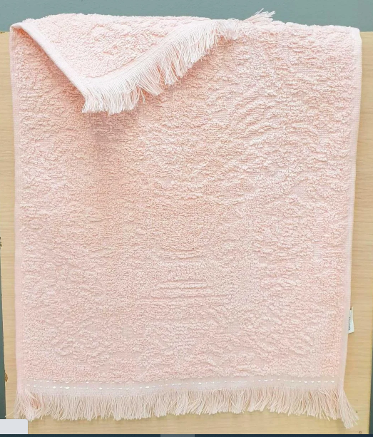 Жаккардовое махровое полотенце для кухни персиковое