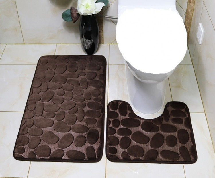 Набор ковриков в ванную 2 пр. с эффектом памяти коричневый Камни купить