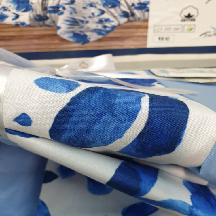 Набор постельного белья 3D print ранфорс Цветы голубой