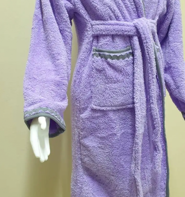 Детский махровый халат Welsoft лавандовый с полосками