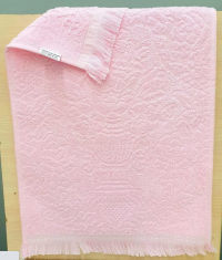 Жаккардовое махровое полотенце для кухни розовое