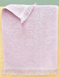 Жаккардовое махровое полотенце для кухни сиреневое