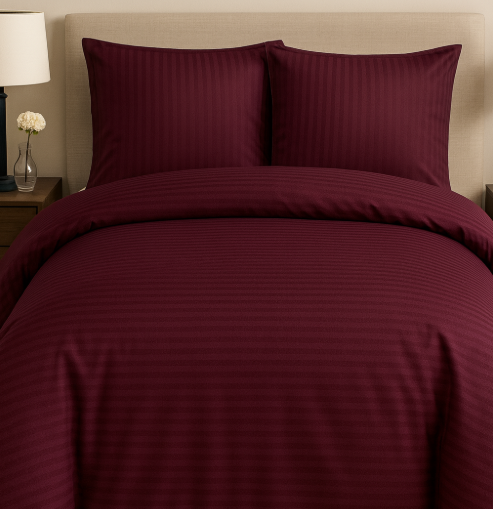 Постельное белье сатин Stripe однотонный марсал