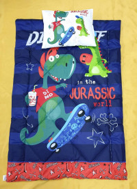 Детский набор одеяло силиконовое с подушкой синей Дино