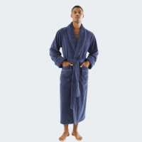 Мужской халат Nusa ns 7235 fume без капюшона велюр/махра тёмно-синий