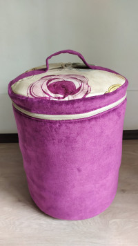 Текстильная корзина для игрушек и вещей Rizo фиолетовая с розами