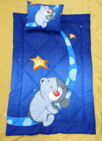 Детский набор одеяло силиконовое с подушкой Мишка на луне