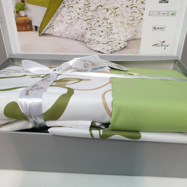 Набор постельного белья 3D print ранфорс Вензеля бело-зеленое купить