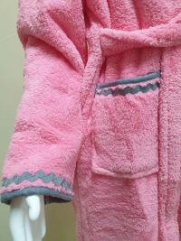 Детский махровый халат Welsoft темно розовый с полосками